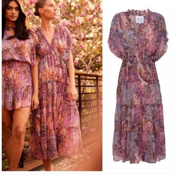 NWT Misa Los Angeles Ilya boho paisley Tapestry Printed Long Midi Dress sz Med - Picture 5 of 14